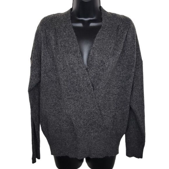 Astr the label gray wool blend wrap sweater size medium - Picture 2 of 7